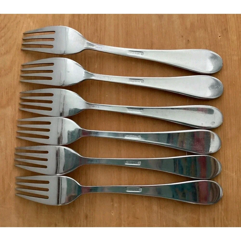 Set 6  Oneida Icarus Glossy Stainless Dinner Forks 8”
